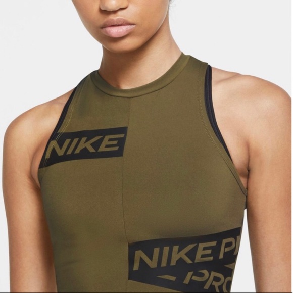 SOLD🔥Nike Pro Graphic Crop Tank Top Olive Medium - Picture 5 of 8